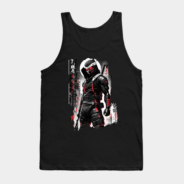 Japanese Ninja - Cyber Style Tank Top by pibstudio. 